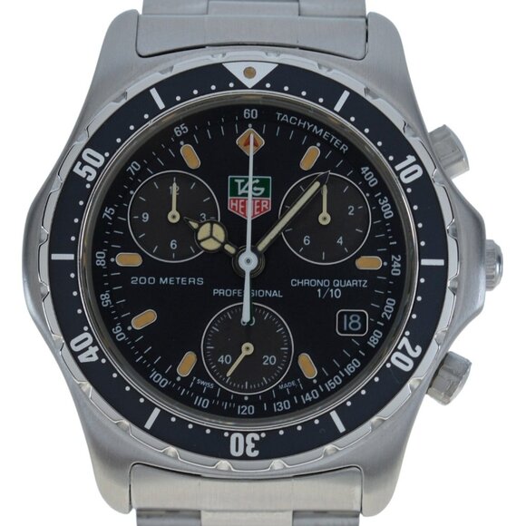 Vintage 37mm Tag Heuer Men's 2000 Series Chronograph Watch Ref 570.206 Serviced!